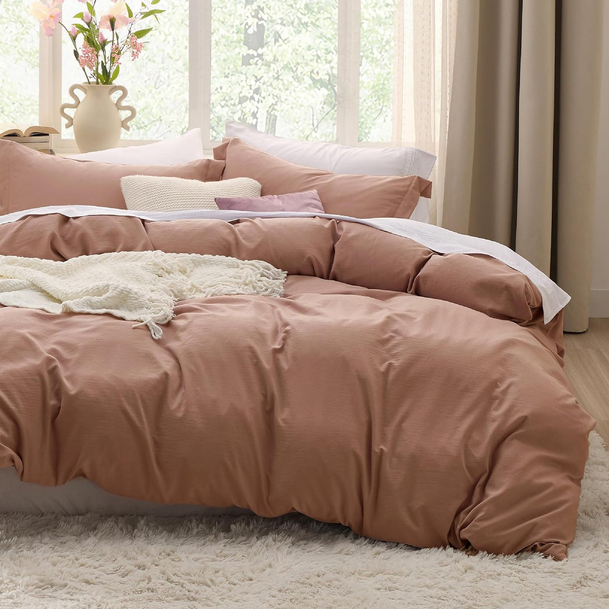 Bedsure Prewashed Duvet Cover Queen, Bedding Set with Zipper Closure, White