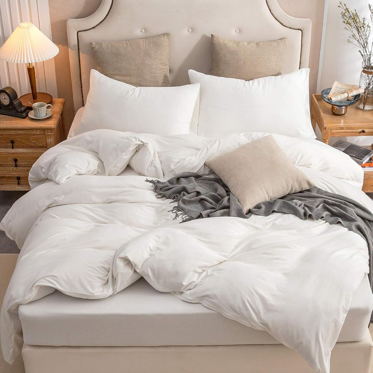 PURE ERA Jersey Knit Duvet Cover Set Heather Charcoal Grey Queen