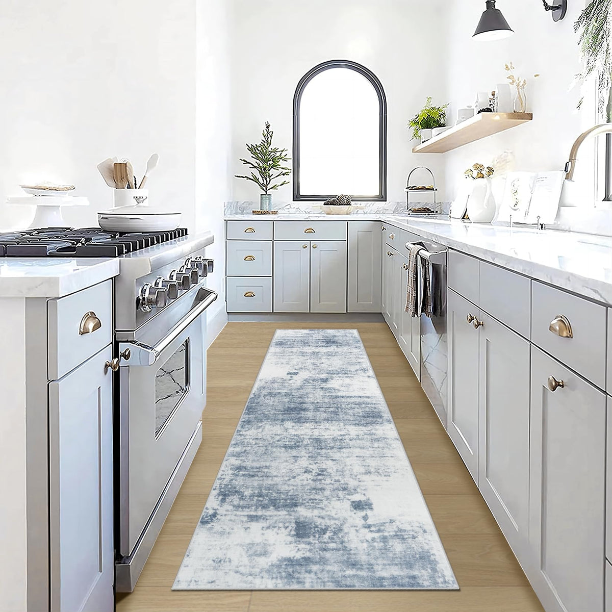 5x7 Area Rugs for Living Room: Washable Abstract Black Grey Gold Carpet