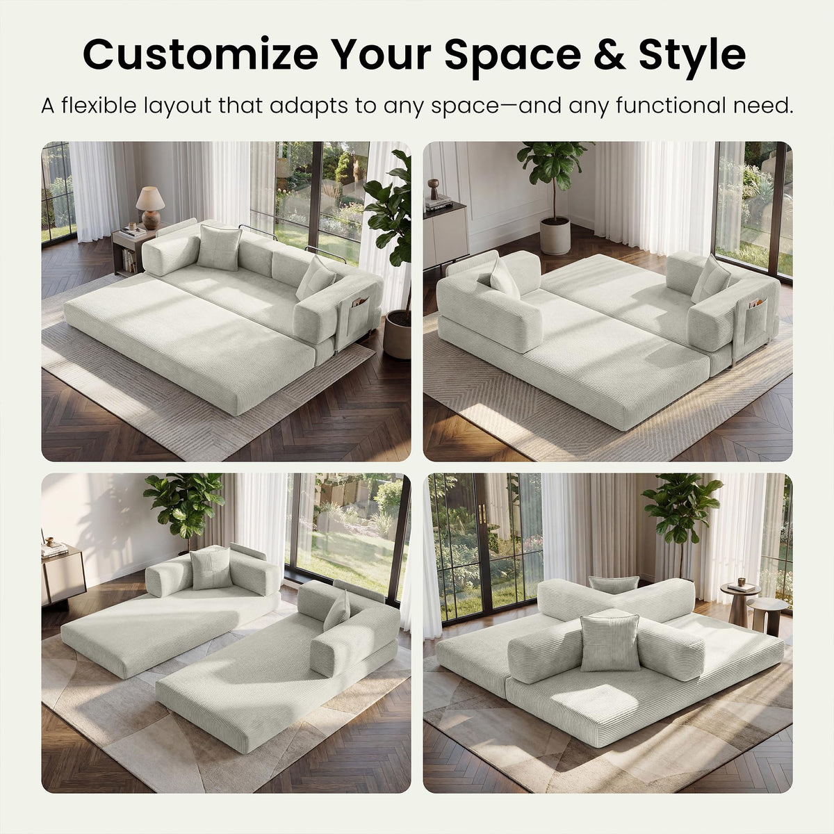 78.8" Convertible Futon Sofa Bed, Boneless Couch for Living Room