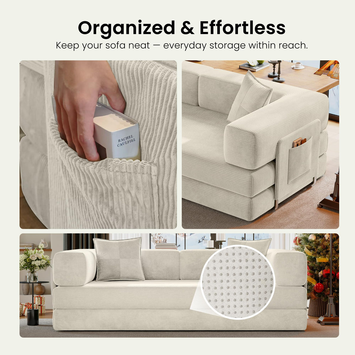 78.8" Convertible Futon Sofa Bed, Boneless Couch for Living Room