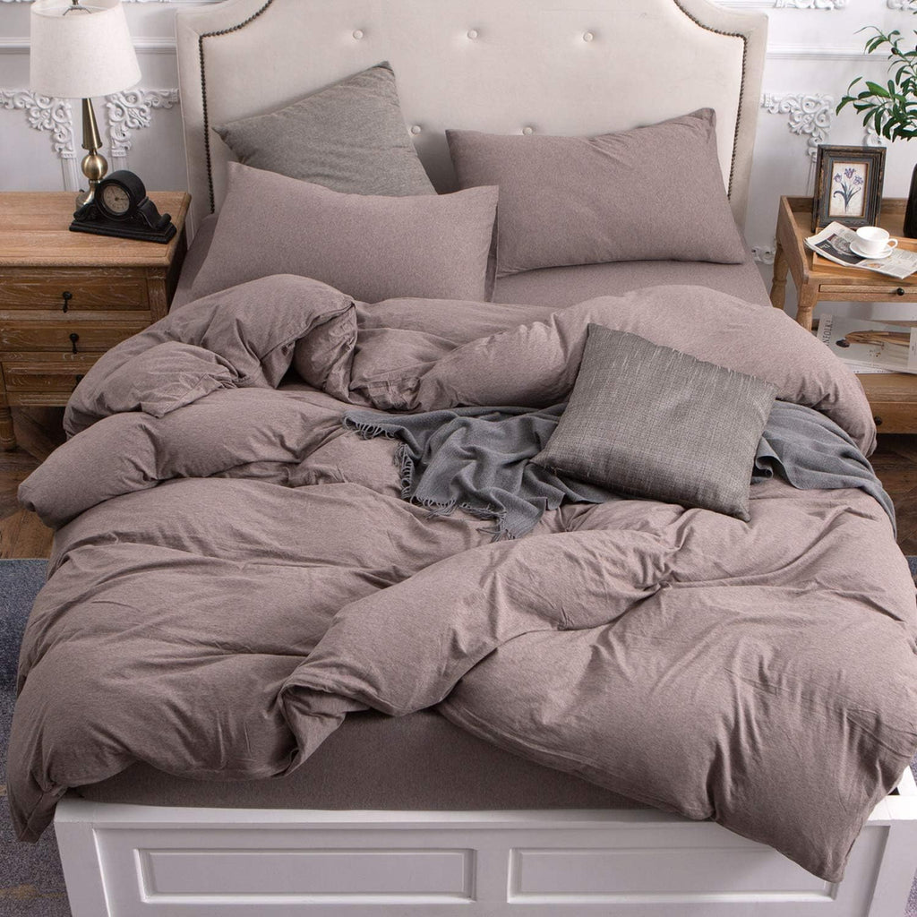 PURE ERA Jersey Knit Duvet Cover Set Heather Charcoal Grey Queen