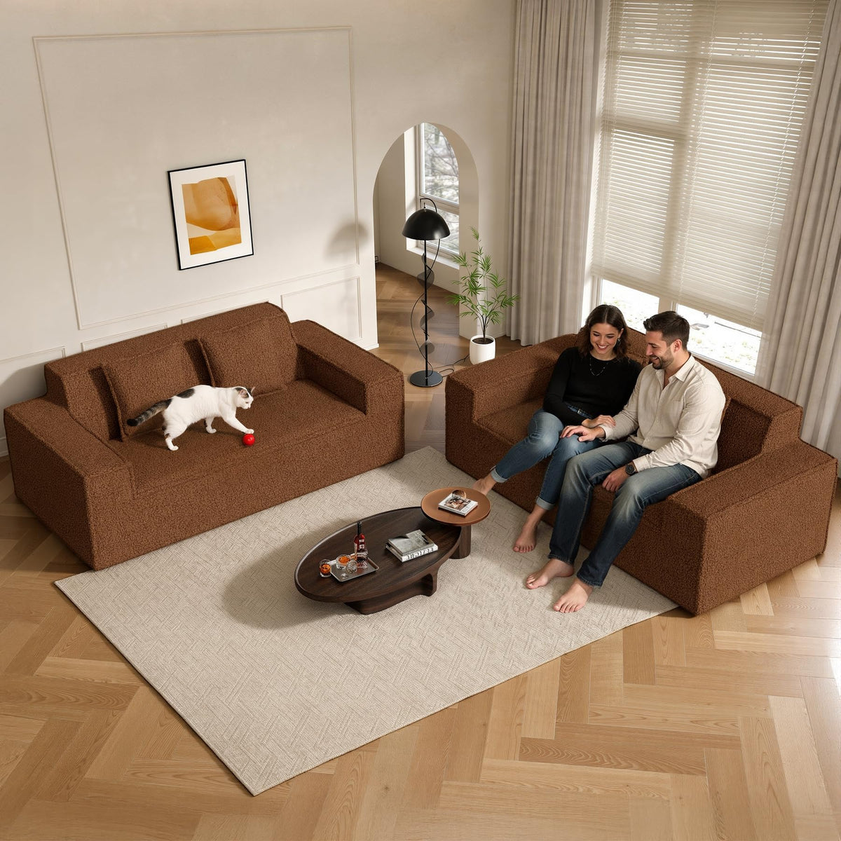 Luxanimarion 75'' Modern Loveseat Sofa, No Assembly Required Comfy Deep Seat Couches 1 pcs for Living Room, Bedroom, Apartment