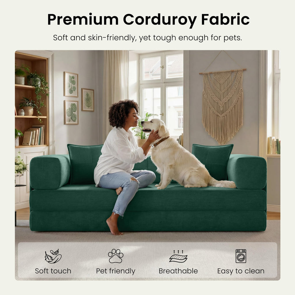78.8" Convertible Futon Sofa Bed, Boneless Couch for Living Room