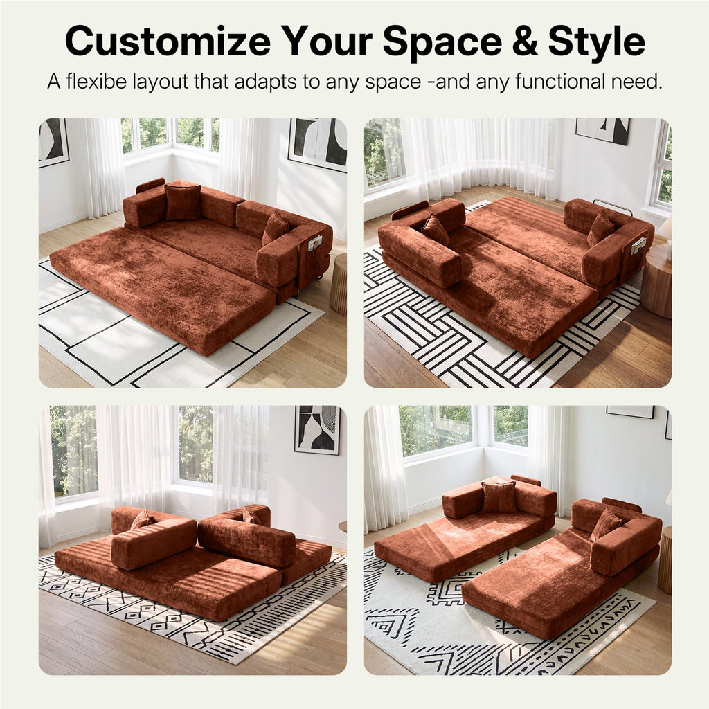 78.8" Convertible Futon Sofa Bed, Boneless Couch for Living Room
