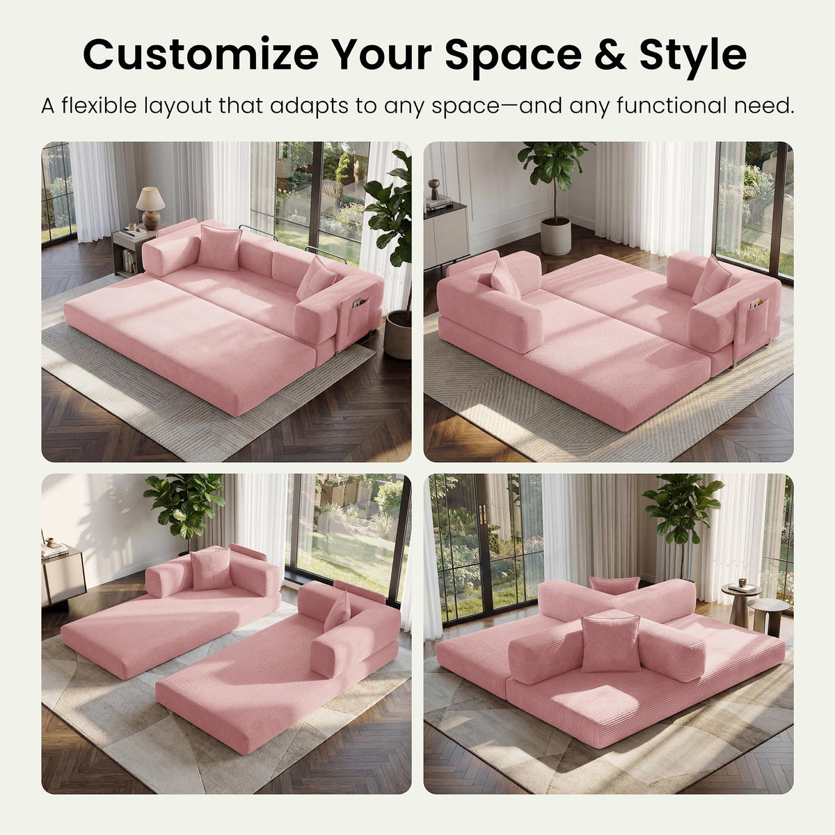 78.8" Convertible Futon Sofa Bed, Boneless Couch for Living Room