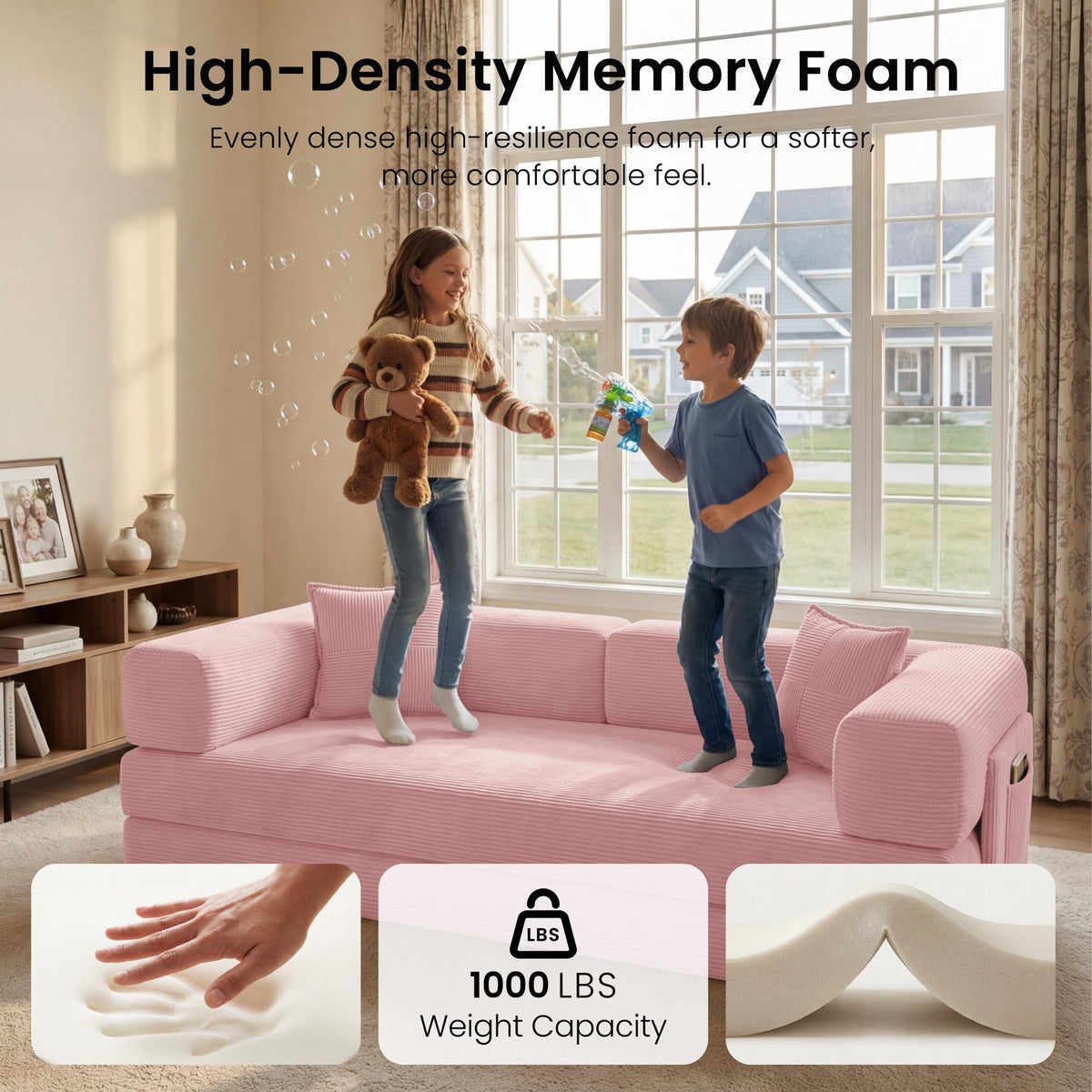 78.8" Convertible Futon Sofa Bed, Boneless Couch for Living Room