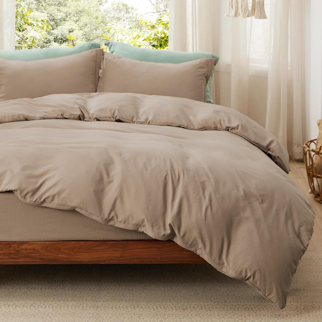 Bedsure Prewashed Duvet Cover Queen, Bedding Set with Zipper Closure, White