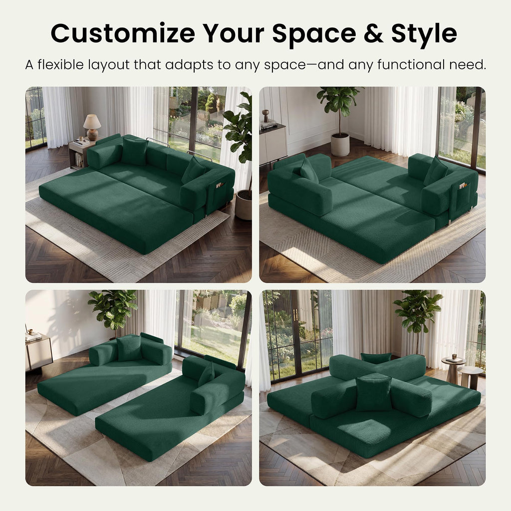 78.8" Convertible Futon Sofa Bed, Boneless Couch for Living Room