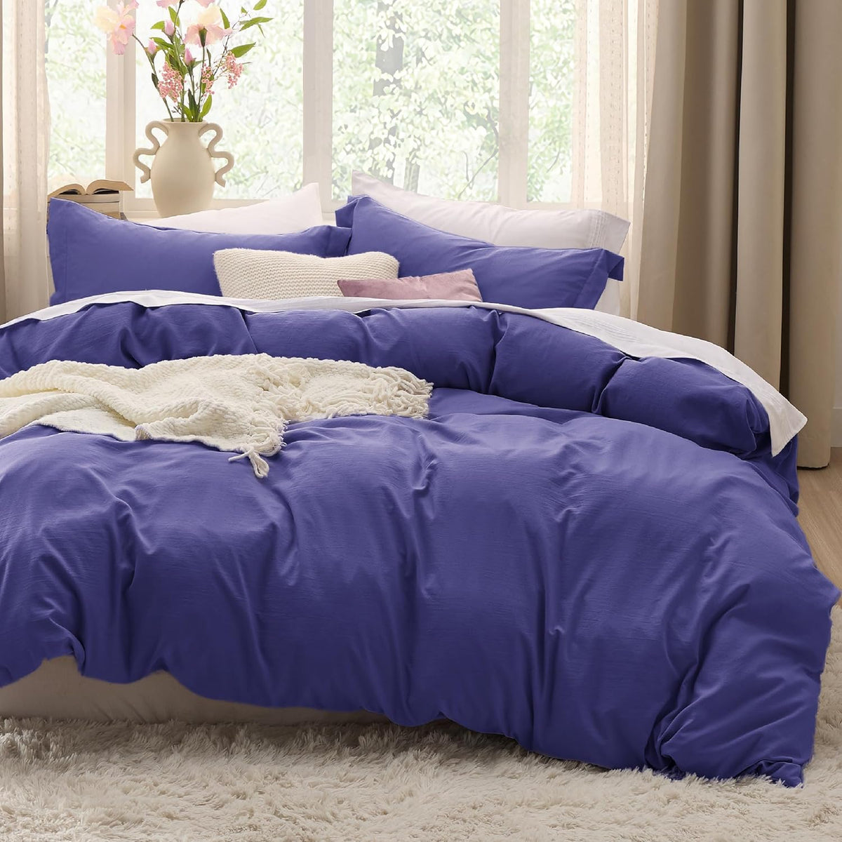 Bedsure Prewashed Duvet Cover Queen, Bedding Set with Zipper Closure, White