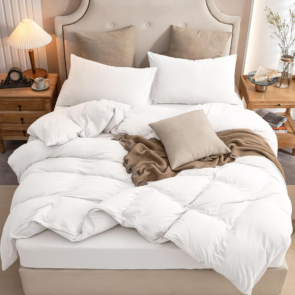 PURE ERA Jersey Knit Duvet Cover Set Heather Charcoal Grey Queen