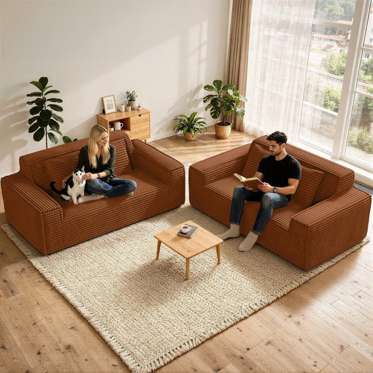 Luxanimarion 75'' Modern Loveseat Sofa, No Assembly Required Comfy Deep Seat Couches 1 pcs for Living Room, Bedroom, Apartment