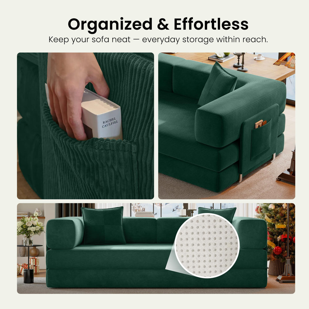 78.8" Convertible Futon Sofa Bed, Boneless Couch for Living Room