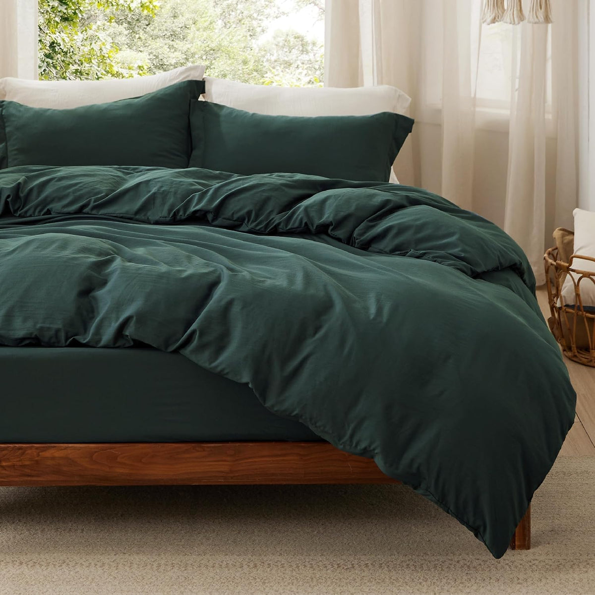 Bedsure Prewashed Duvet Cover Queen, Bedding Set with Zipper Closure, White