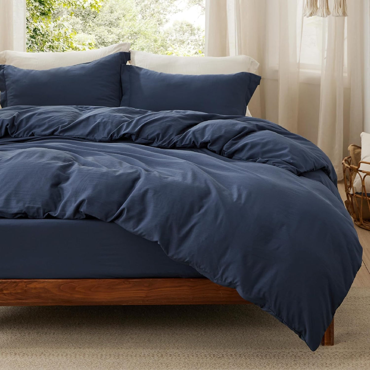 Bedsure Prewashed Duvet Cover Queen, Bedding Set with Zipper Closure, White