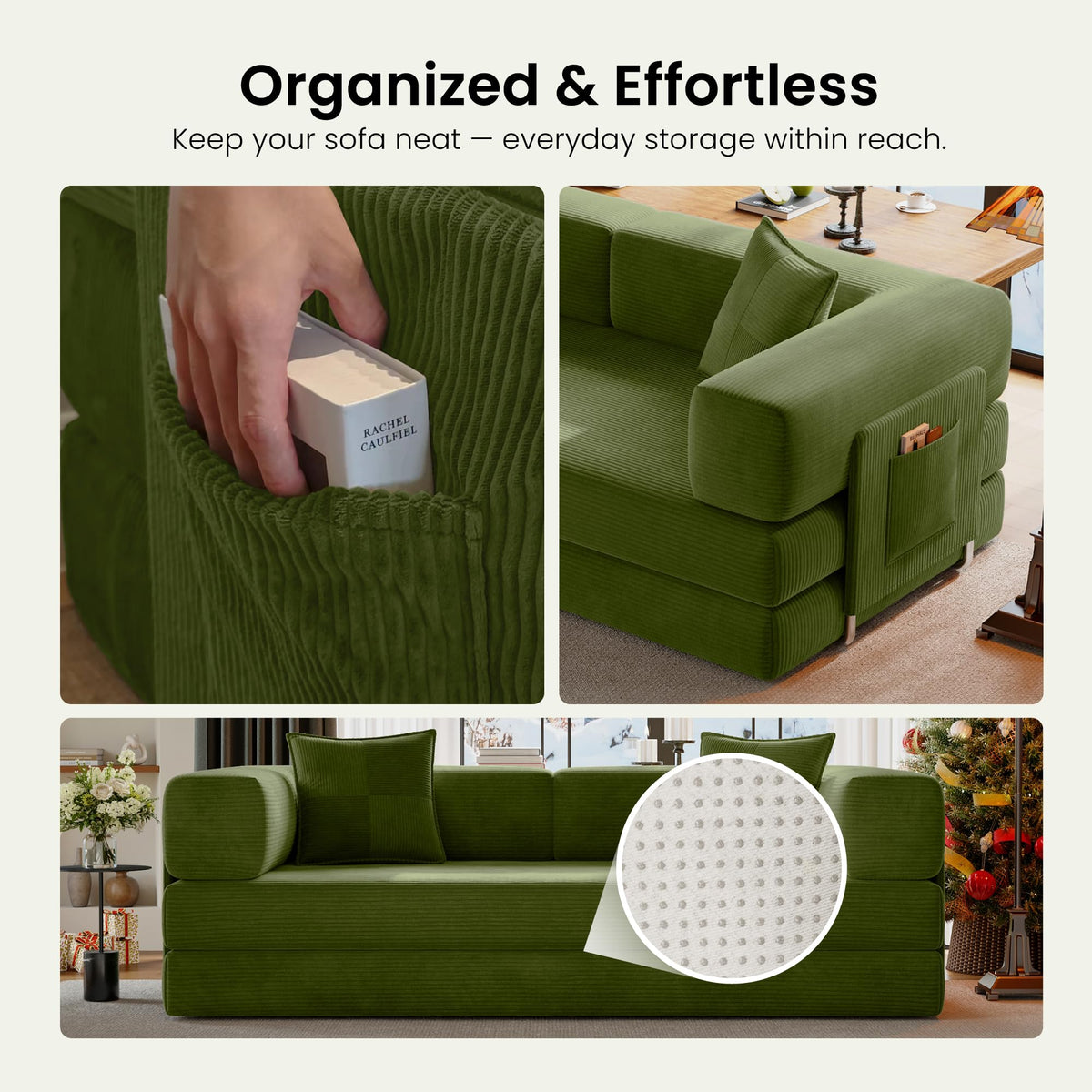 78.8" Convertible Futon Sofa Bed, Boneless Couch for Living Room