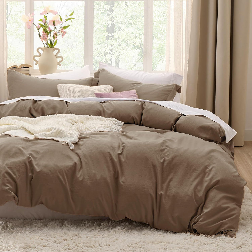 Bedsure Prewashed Duvet Cover Queen, Bedding Set with Zipper Closure, White