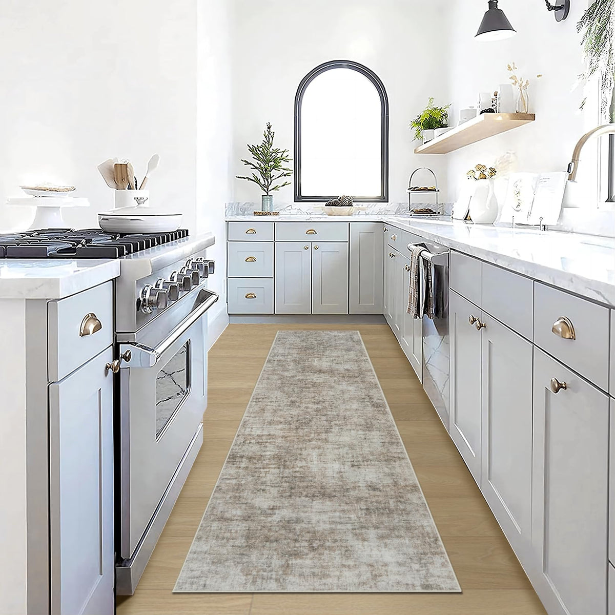 5x7 Area Rugs for Living Room: Washable Abstract Black Grey Gold Carpet