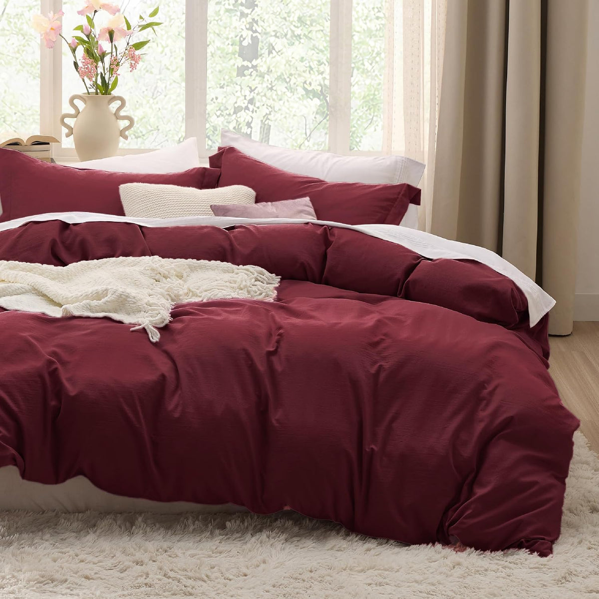 Bedsure Prewashed Duvet Cover Queen, Bedding Set with Zipper Closure, White