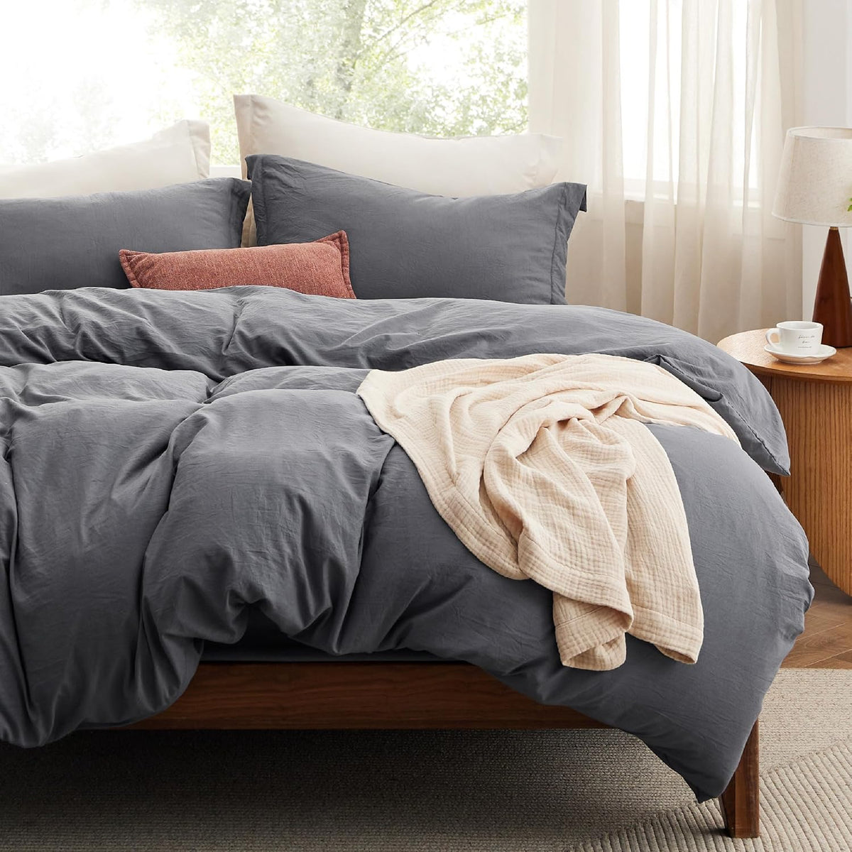 Bedsure Prewashed Duvet Cover Queen, Bedding Set with Zipper Closure, White