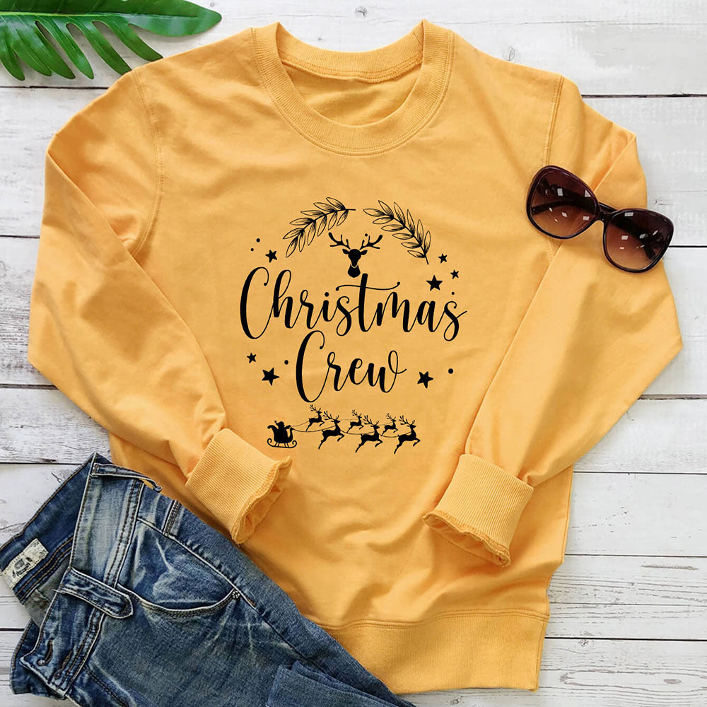 Christmas reindeer print hoodie with letters