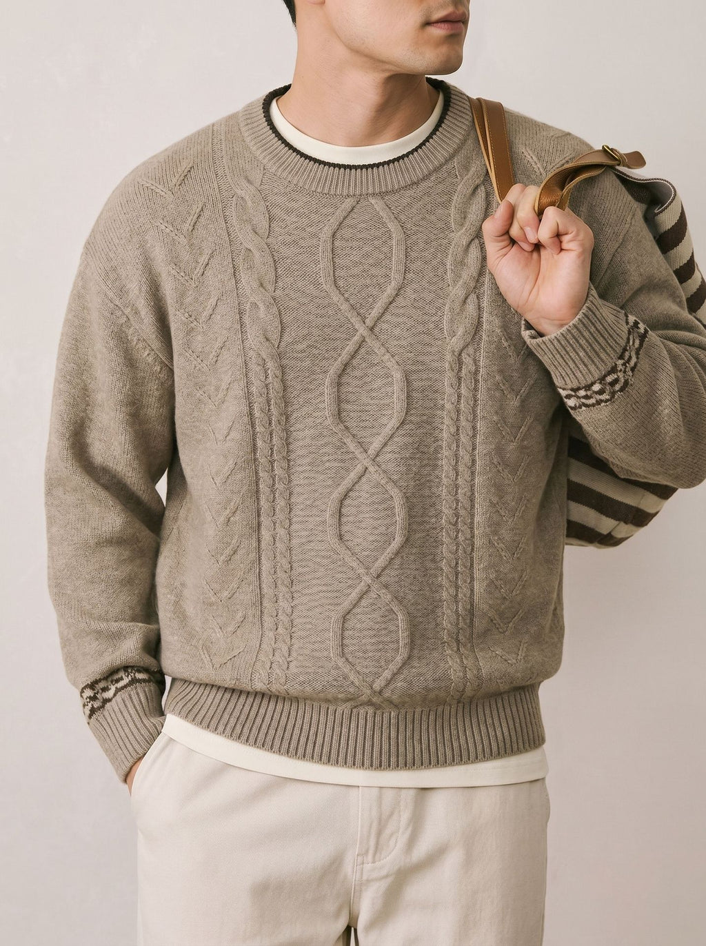 Round neck long sleeved loose sweater