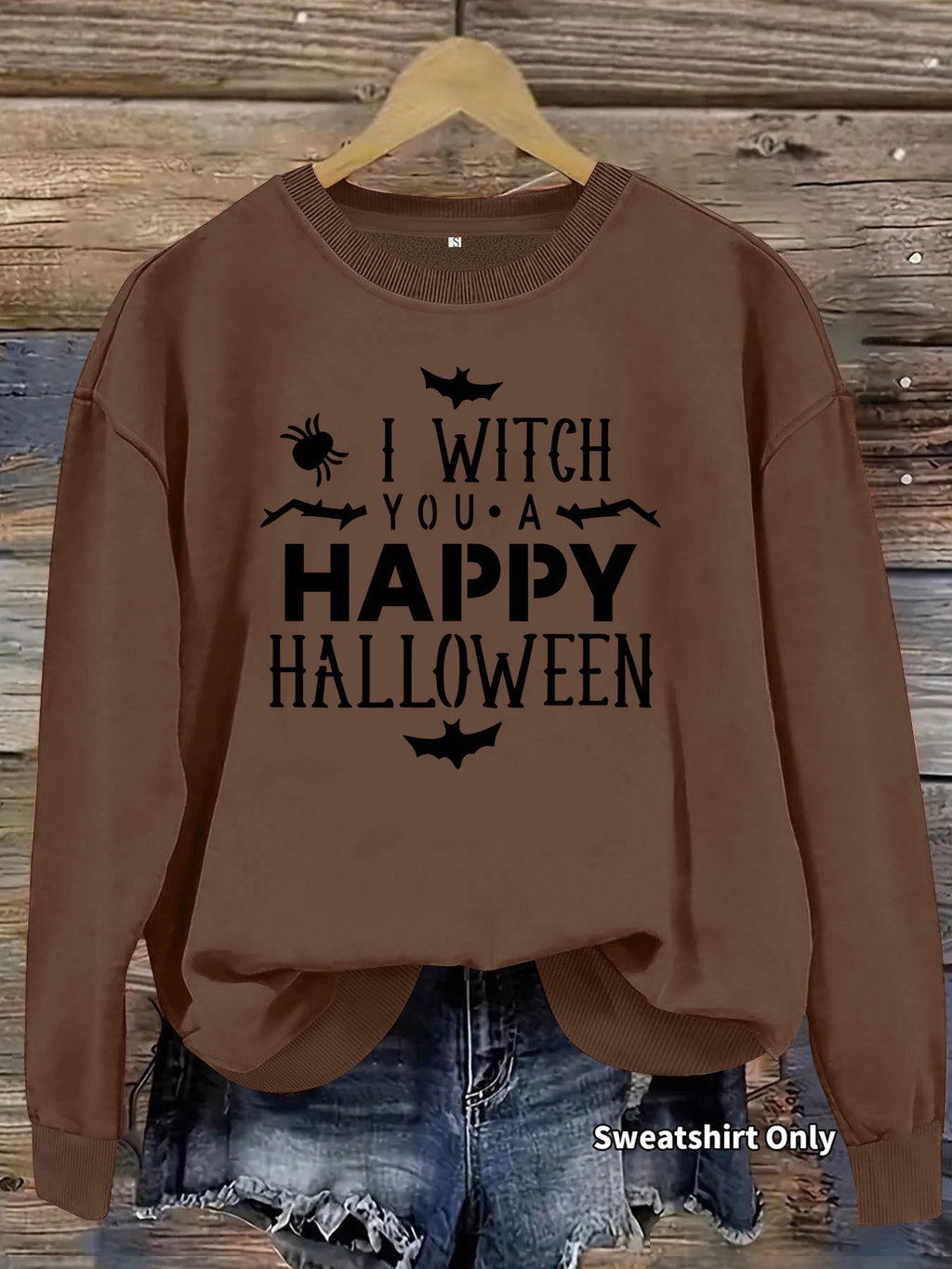 Printed round neck fleece hoodie