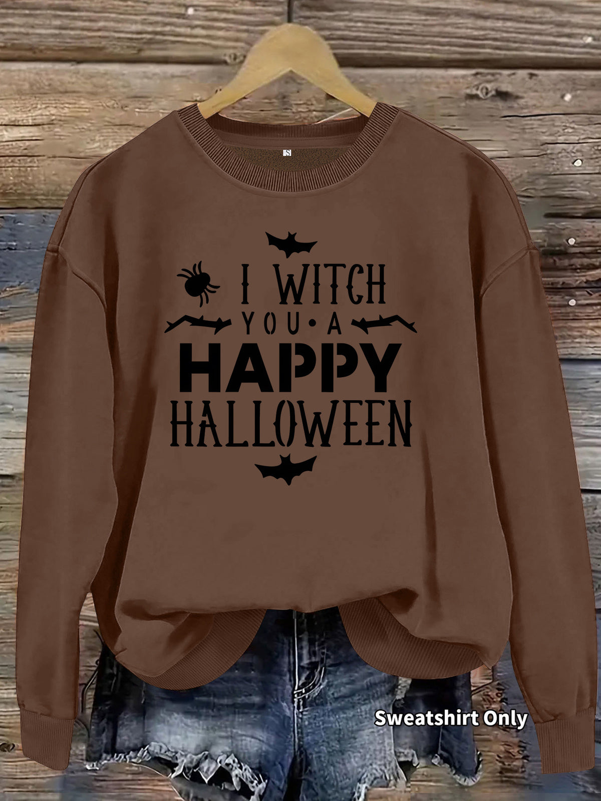 Printed round neck fleece hoodie