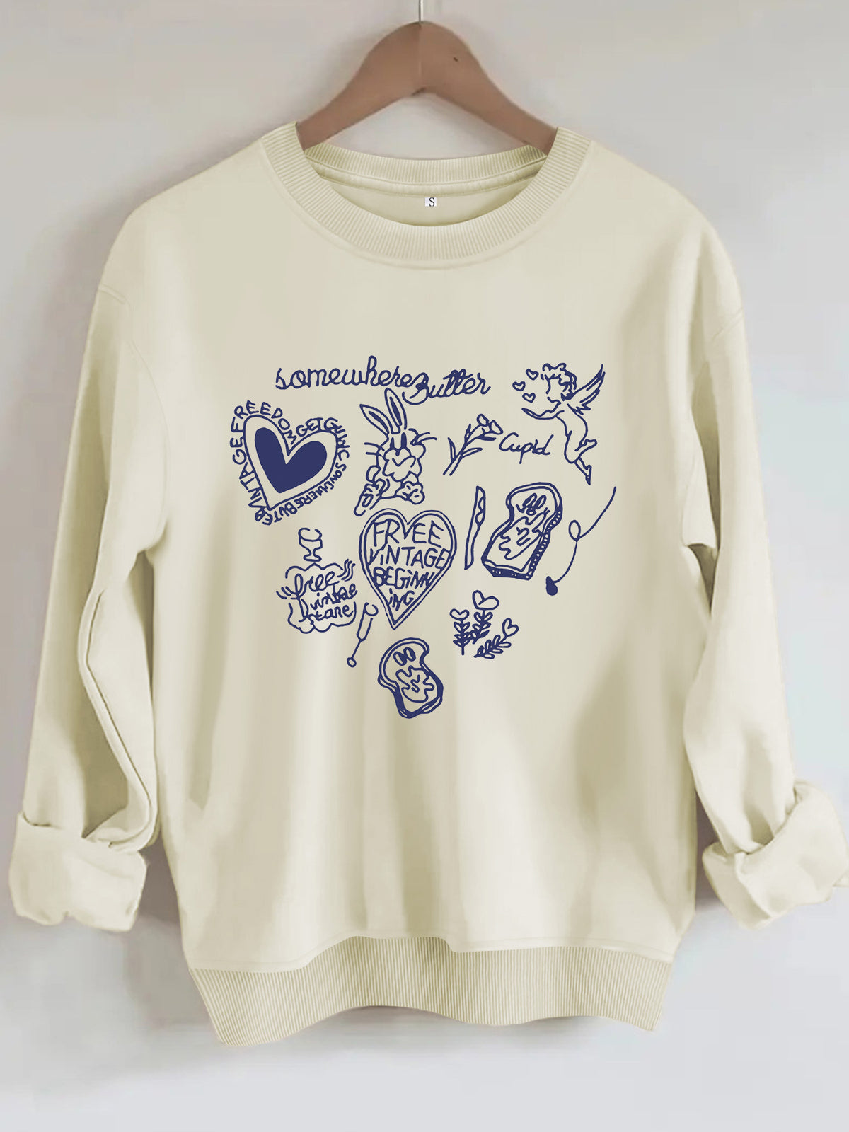 Round neck long sleeved sweatshirt