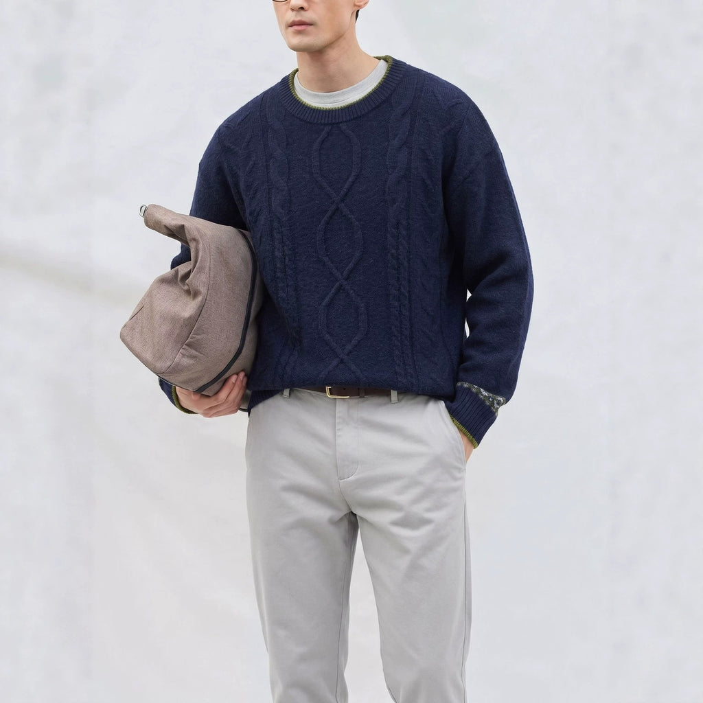 Round neck long sleeved loose sweater