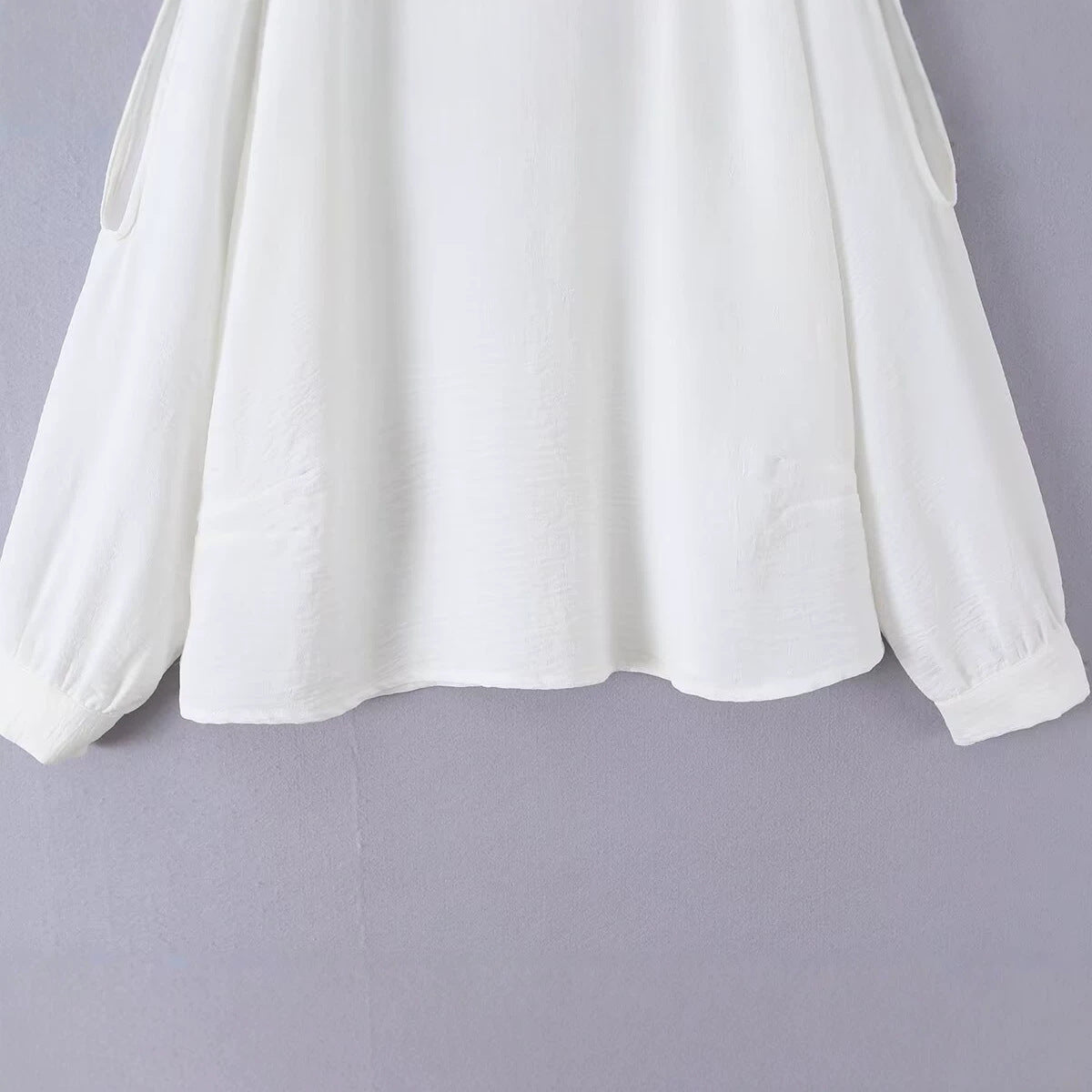 Hollow out shoulder long sleeved chiffon shirt for women