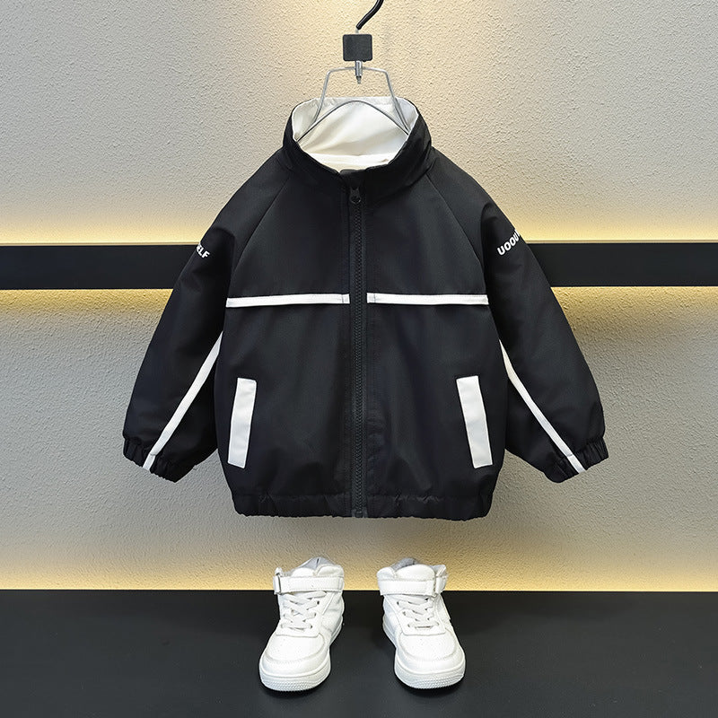 Boys Reversible Baseball Jacket Spring Autumn Stylish Outerwear