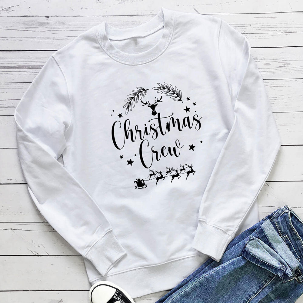 Christmas reindeer print hoodie with letters