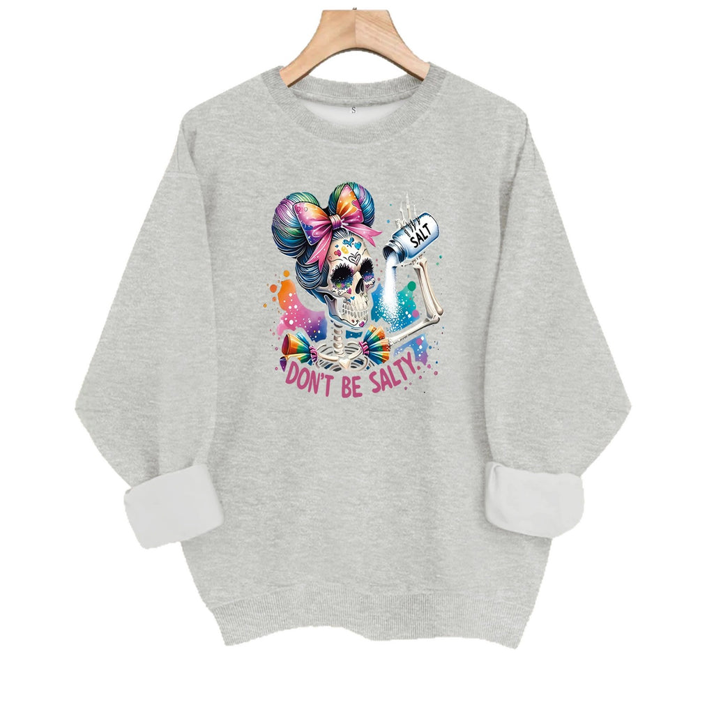 Printed round neck fleece hoodie