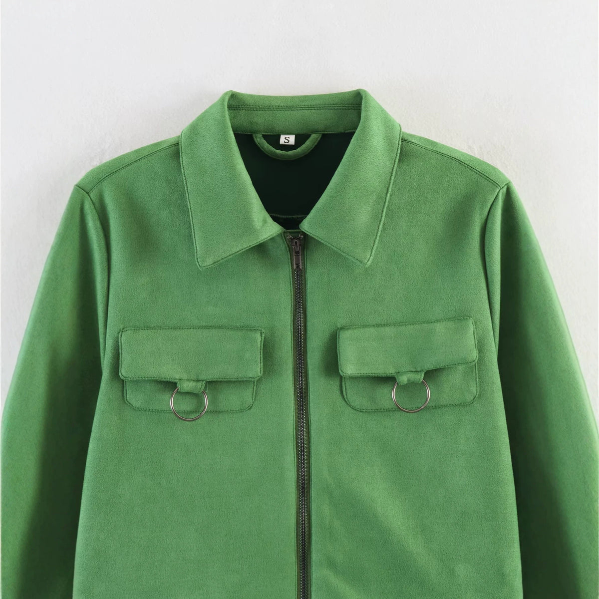 Pocket Decorative Suede Texture Jacket