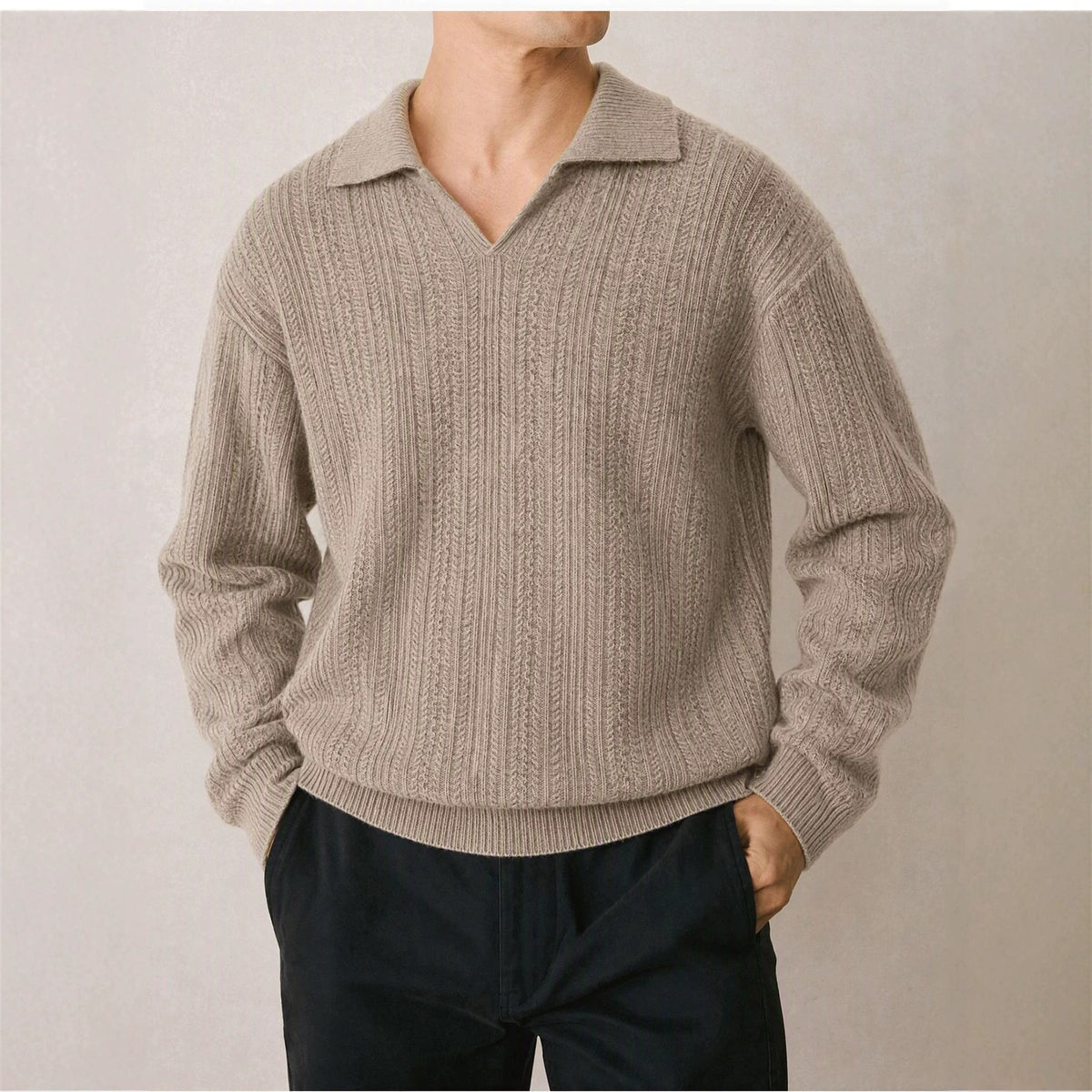 Collar long sleeved woolen man