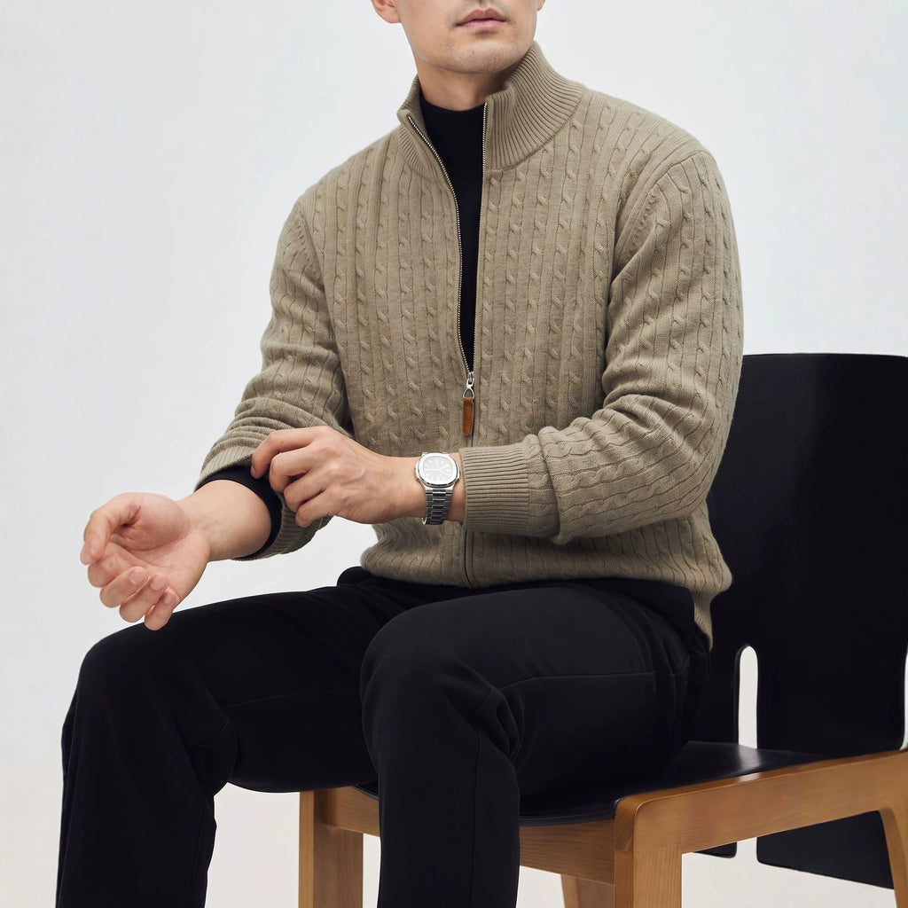 Cardigan stand up collar sweater