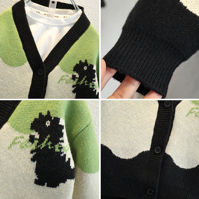 Boys Dinosaur Print Knit Cardigan
