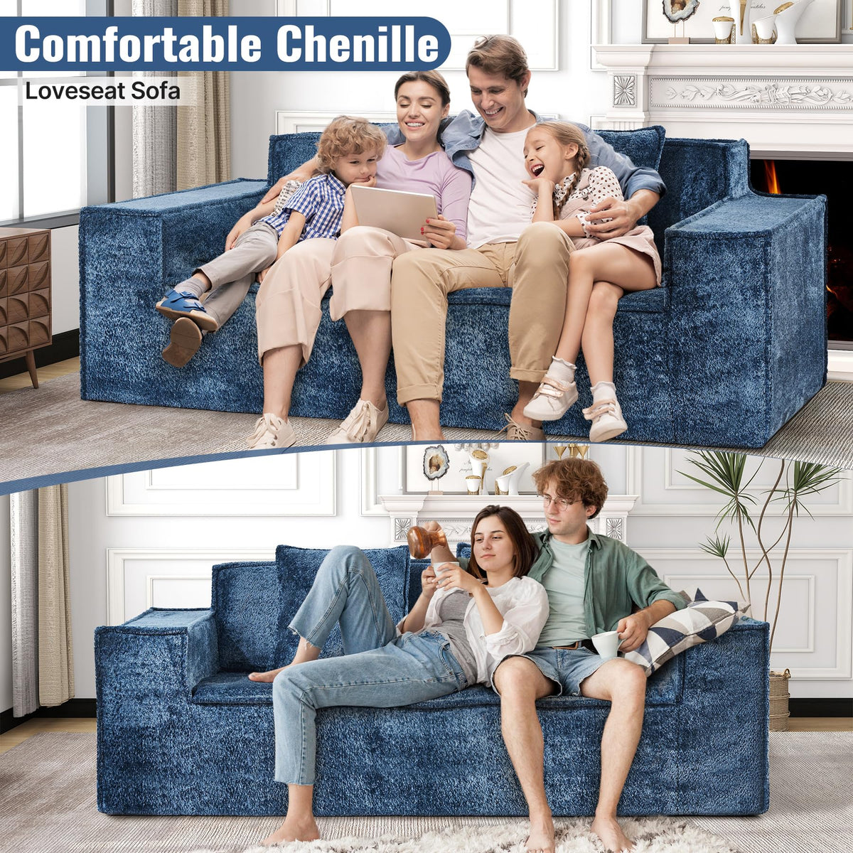 Luxanimarion 75'' Modern Loveseat Sofa, No Assembly Required Comfy Deep Seat Couches 1 pcs for Living Room, Bedroom, Apartment