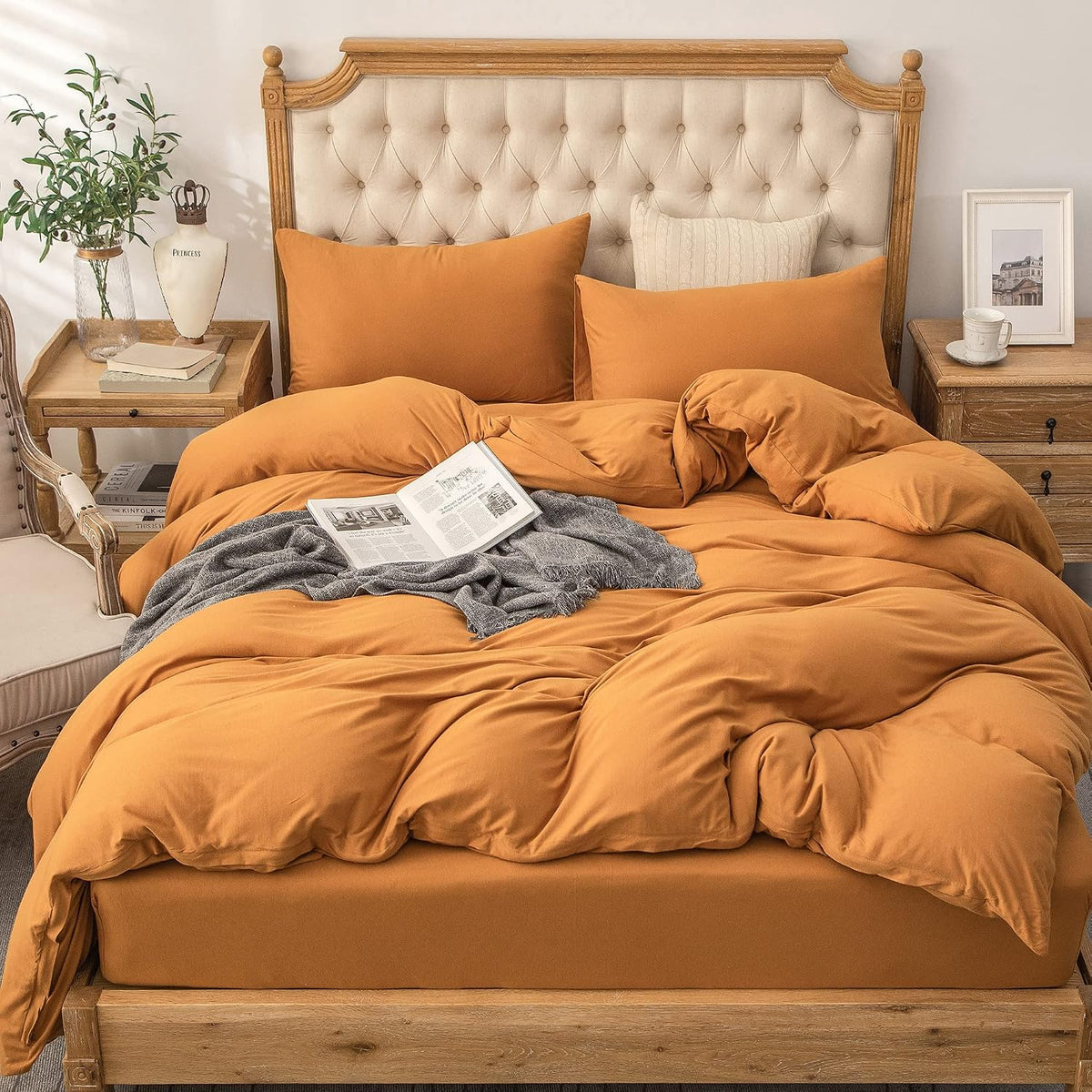 PURE ERA Jersey Knit Duvet Cover Set Heather Charcoal Grey Queen
