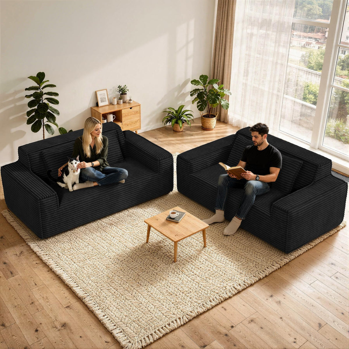 Luxanimarion 75'' Modern Loveseat Sofa, No Assembly Required Comfy Deep Seat Couches 1 pcs for Living Room, Bedroom, Apartment