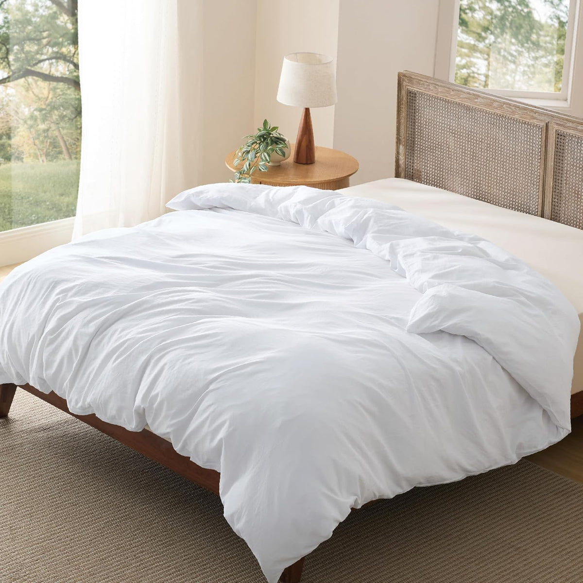 Bedsure Prewashed Duvet Cover Queen, Bedding Set with Zipper Closure, White