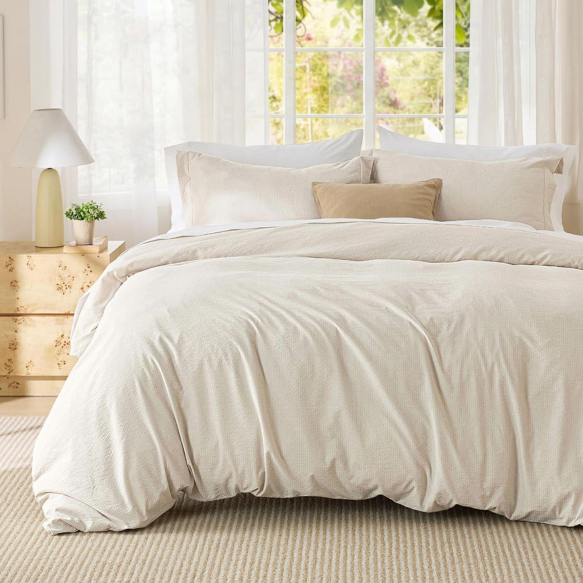 Bedsure Prewashed Duvet Cover Queen, Bedding Set with Zipper Closure, White