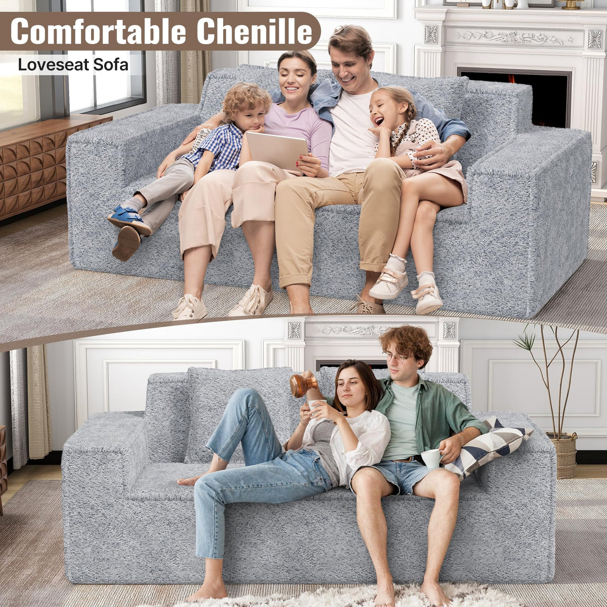 Luxanimarion 75'' Modern Loveseat Sofa, No Assembly Required Comfy Deep Seat Couches 1 pcs for Living Room, Bedroom, Apartment