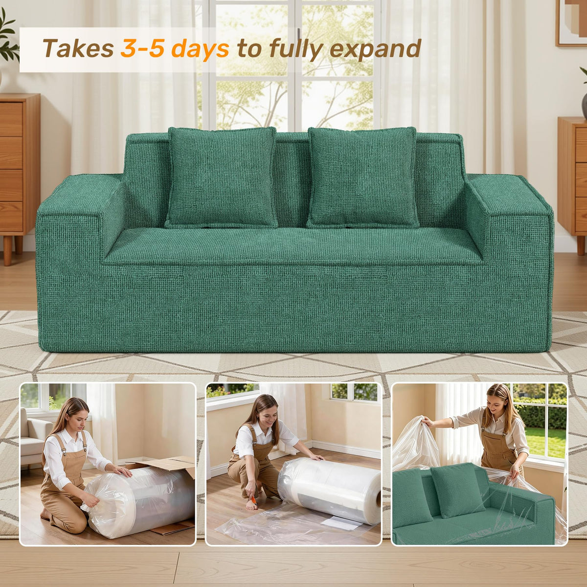 Luxanimarion 75'' Modern Loveseat Sofa, No Assembly Required Comfy Deep Seat Couches 1 pcs for Living Room, Bedroom, Apartment
