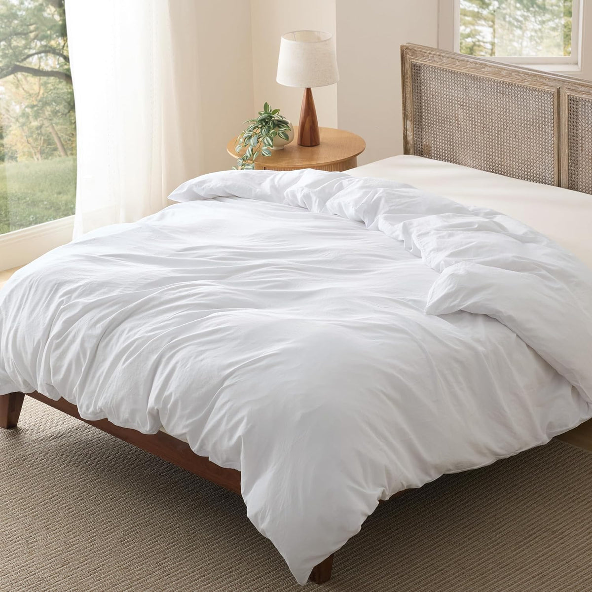 Bedsure Prewashed Duvet Cover Queen, Bedding Set with Zipper Closure, White