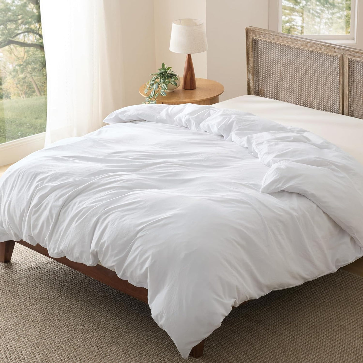 Bedsure Prewashed Duvet Cover Queen, Bedding Set with Zipper Closure, White