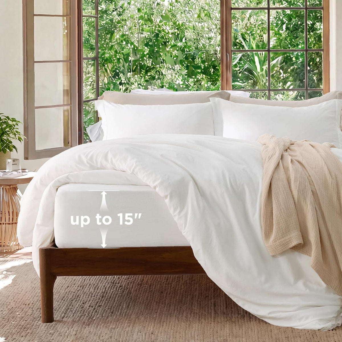 Bedsure Prewashed Duvet Cover Queen, Bedding Set with Zipper Closure, White