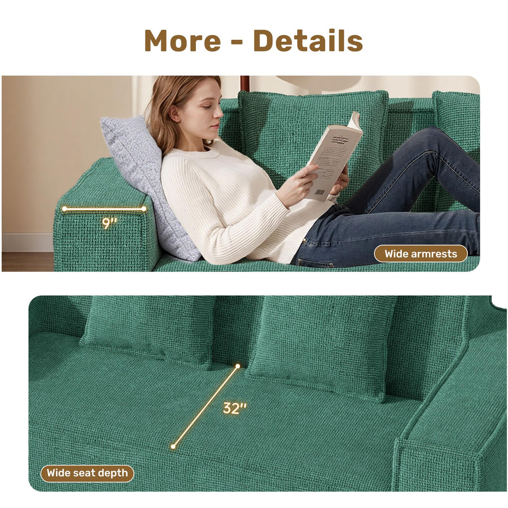 Luxanimarion 75'' Modern Loveseat Sofa, No Assembly Required Comfy Deep Seat Couches 1 pcs for Living Room, Bedroom, Apartment