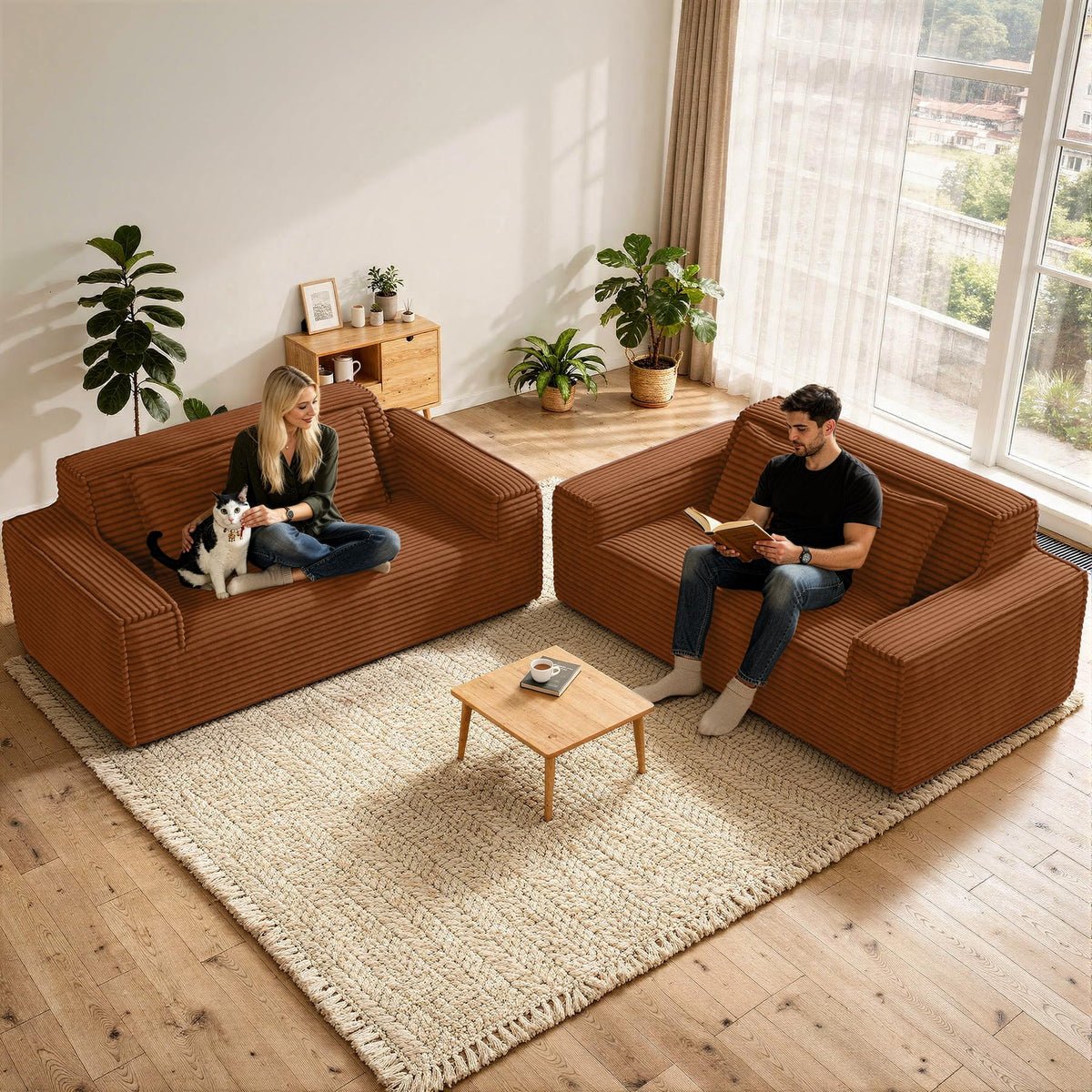 Luxanimarion 75'' Modern Loveseat Sofa, No Assembly Required Comfy Deep Seat Couches 1 pcs for Living Room, Bedroom, Apartment